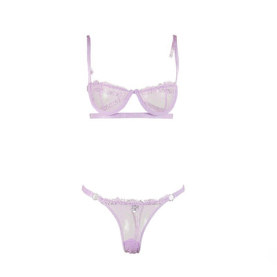 Teaser Style Lace 1/2 Cup Bra & Thong