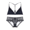 Casual Sheer Lace Front Clasp Y-line Bra With Matching Lacy Panty