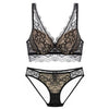 Deep-V Lacy Midriff Brassiere with Matching Panty