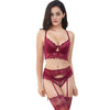 Lacy Lingerie 6 Pc Set With Y-Line Straps + Brassiere + Panties + Garters + Stockings